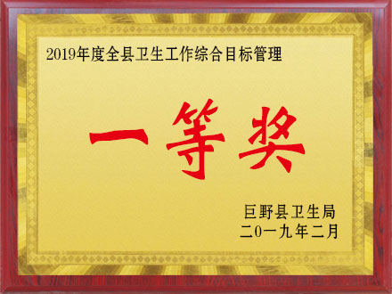 巨野縣衛生工作綜合一等獎